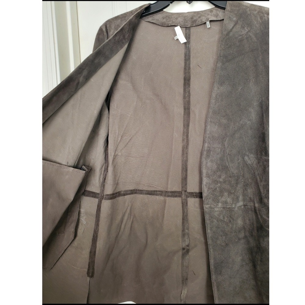 Chocolate Brown Suede Jacket Cardigan Classic Minimalist Boho Chic Size M - Picture 4 of 8
